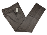 Luigi Bianchi Trousers 34 Light Brown Melange Pleated front Full Leg Wool