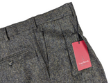 Luigi Bianchi Trousers 36, Earthy grey Pleated front Relaxed fit Wool/Lycra donegal