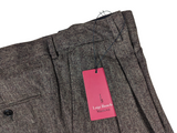Luigi Bianchi Trousers 36, Brown Pleated front Relaxed fit Wool donegal