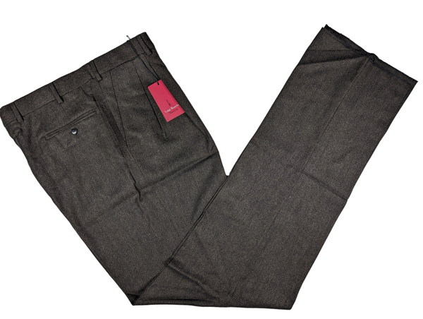 Luigi Bianchi  Trousers 38, Charcoal brown Pleated front Relaxed fit Wool Flannel