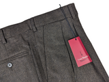 Luigi Bianchi Trousers 38, Charcoal brown Pleated front Relaxed fit Wool Flannel