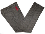 Luigi Bianchi Trousers 34, Grey plaid Pleated front Relaxed fit Wool