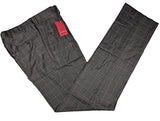 Luigi Bianchi Trousers 34, Grey windowpane Flat front Relaxed fit Wool/Cashmere