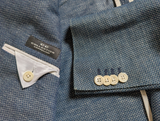 Corneliani Sport Coat 39/40R Blue Weave DB Cotton/Linen