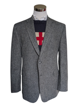 Marks & Spencer Abraham Moon Sport Coat 48L Grey Herringbone 2-button Worsted Wool Tweed