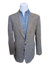 Vintage Dunn & Co Harris Tweed Sport Coat 46L Grey Herringbone 2-button Wool