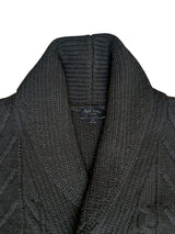 Paul Smith Shawl Cardigan Sweater M Black Thick Cable Knit Wool