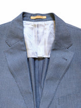 Corneliani Sport Coat 48R Blue Weave Cotton/Silk