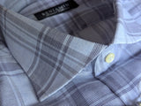 Benjamin Dress Shirt: Pale Blue Plaid medium spread collar, pure cotton