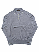 Doriani Milano Polo Sweater L/52 Soft Blue Cotton/Cashmere/Silk