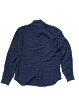 Corneliani Sport Shirt L 16.5 Navy Blue Linen One-Piece Collar