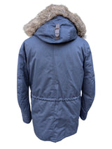 Hackett Down Arctic Parka L Navy Blue Fur Trimmed Cotton