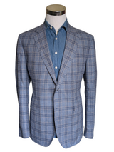 Hackett Sport Coat 44R SLIM Soft Blue Plaid Silk/Wool di Pray