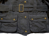 Barbour Ladies International Belted Waxed Jacket 8 US Black Cotton