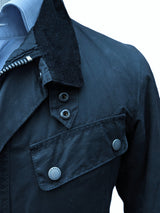 Barbour Motorcycle Jacket M Navy Blue Duke Waxed Cotton