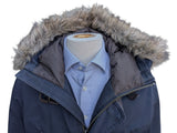 Hackett Down Arctic Parka L Navy Blue Fur Trimmed Cotton