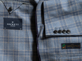 Hackett Sport Coat 44R SLIM Soft Blue Plaid Silk/Wool di Pray