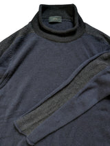 Zanone Sweater M/50 Navy Wool Rollneck Italy