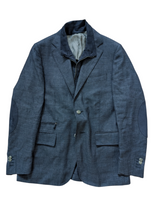 Corneliani ID Sport Coat 38R Blue 2-button Linen/Wool with leather trim