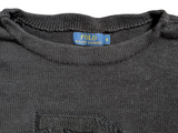 Polo Ralph Lauren Sweater S Black Varsity Letter Intarsia Cotton
