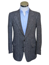 Vintage Moores Harris Tweed Sport Coat 40L Grey Herringbone 2-button Wool
