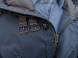Hackett Down Arctic Parka L Navy Blue Fur Trimmed Cotton