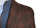 Strellson Sport Coat 44R Brown Plaid 2-button Wool Tweed