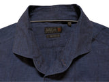 Corneliani Sport Shirt L 16.5 Navy Blue Linen One-Piece Collar