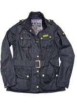 Barbour Ladies International Belted Waxed Jacket M/6 US Black Cotton