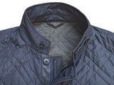 Pal Zileri Coat XXL/3XL Soft Navy Quilted Polyester Leather Trim