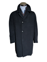 Kurt Charles Crombie Balmaccan Raglan Coat L/42 Dark Charcoal Grey 3-button Heavy Wool