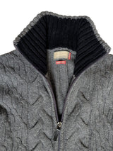 John Lewis Zip Cardigan Sweater L Grey Wool/Cashmere