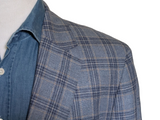 Hackett Sport Coat 44R SLIM Soft Blue Plaid Silk/Wool di Pray