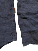 Corneliani Sport Shirt L 16.5 Navy Blue Linen One-Piece Collar