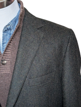 Marks & Spencer Abraham Moon Sport Coat 44R Olive Green Herringbone 2-button Worsted Wool Tweed