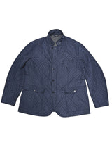 Pal Zileri Coat XXL/3XL Soft Navy Quilted Polyester Leather Trim