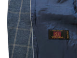 Baumler 44R Blue Windowpane Bottoli Cotton/Linen