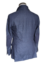 Corneliani ID Sport Coat 38R Blue 2-button Linen/Wool with leather trim