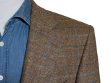 Magee Sport Coat 44R Soft Brown Plaid 2-button Wool