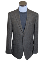 Marks & Spencer Abraham Moon Sport Coat 42L Olive Green Herringbone 2-button Worsted Wool Tweed