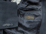 Boggi Milano Suit 44R Muted Navy Cotton Jacket Removable Gilet Insert