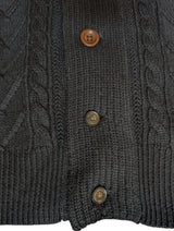 Paul Smith Shawl Cardigan Sweater M Black Thick Cable Knit Wool
