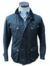 Barbour Motorcycle Jacket M Navy Blue Duke Waxed Cotton