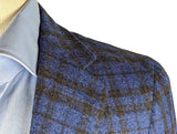 Benjamin Reda Sport Coat Dark Blue Check 2-button Soft Shoulder Wool