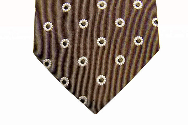 Benjamin Tie Light brown with circle pattern silk