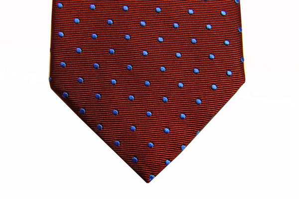 Benjamin Tie Red with sky polkadots silk