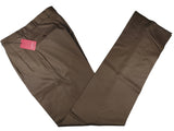 Luigi Bianchi Trousers 34 Mid Brown Pleated front Full Leg Wool