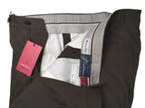 Luigi Bianchi Trousers 34 Dark Brown Pleated front Full Leg Wool
