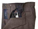 Luigi Bianchi Trousers 36 Dark Brown Pleated front Full Leg Wool Twill