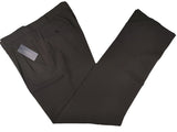 Luigi Bianchi Lubiam Trousers 38 Dark Brown Pleated front Full Leg Wool Twill